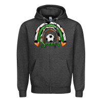 Charcoal Heather Soccer Rainbow Zipper Hoodie - RanaPortraitStore