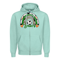 Seafoam Soccer Rainbow Zipper Hoodie - RanaPortraitStore
