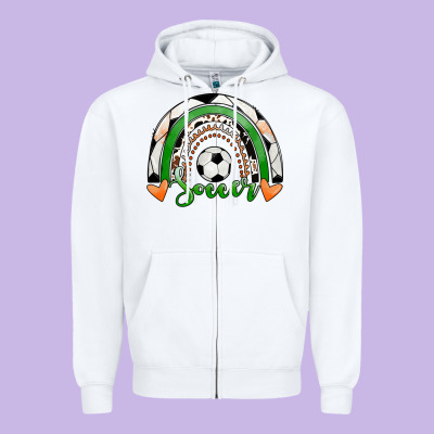 Soccer Rainbow Zipper Hoodie Designed By Ranaportraitstore