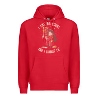 Red i like big books Premium Hoodie - linhVisuals