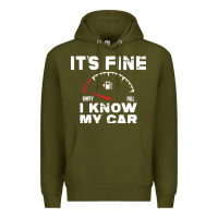 Army Green Empty gas gauge it’s fine i know my car low fuel joke Premium Hoodie - linhVisuals