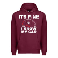 Burgundy Empty gas gauge it’s fine i know my car low fuel joke Premium Hoodie - linhVisuals