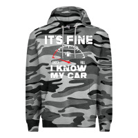 Slate Camo Empty gas gauge it’s fine i know my car low fuel joke Premium Hoodie - linhVisuals