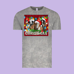 Merry Christmas  With Goats Vintage Tee Designed By Lillyallendesigns