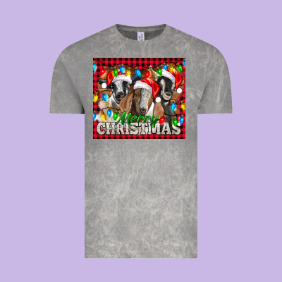 Merry Christmas  With Goats Vintage Tee Designed By Lillyallendesigns