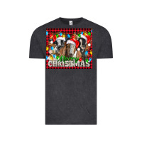 Vintage Black Merry Christmas  With Goats Vintage Tee - LillyAllenDesigns