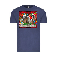 Vintage Denim Merry Christmas  With Goats Vintage Tee - LillyAllenDesigns