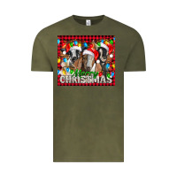 Vintage Olive Merry Christmas  With Goats Vintage Tee - LillyAllenDesigns