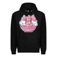 Black kawaii cat ramen   cute gift Premium Hoodie - linhVisuals