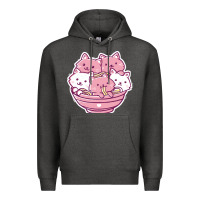 Charcoal Heather kawaii cat ramen   cute gift Premium Hoodie - linhVisuals