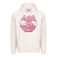 Pale Pink kawaii cat ramen   cute gift Premium Hoodie - linhVisuals