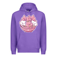 Purple kawaii cat ramen   cute gift Premium Hoodie - linhVisuals