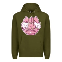 Army Green kawaii cat ramen   cute gift Premium Hoodie - linhVisuals