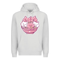 Dove Grey kawaii cat ramen   cute gift Premium Hoodie - linhVisuals