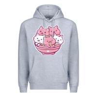 Heather Grey kawaii cat ramen   cute gift Premium Hoodie - linhVisuals