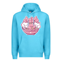 Ocean Blue kawaii cat ramen   cute gift Premium Hoodie - linhVisuals