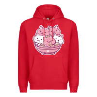 Red kawaii cat ramen   cute gift Premium Hoodie - linhVisuals