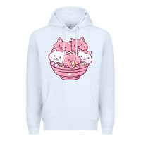 White kawaii cat ramen   cute gift Premium Hoodie - linhVisuals