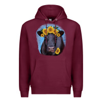 Burgundy Black Angus with Sunflower Premium Hoodie - Jasminsmagicworld