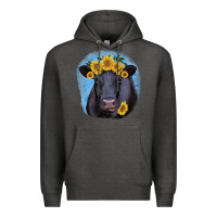 Charcoal Heather Black Angus with Sunflower Premium Hoodie - Jasminsmagicworld