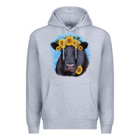 Heather Grey Black Angus with Sunflower Premium Hoodie - Jasminsmagicworld