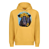 Mustard Black Angus with Sunflower Premium Hoodie - Jasminsmagicworld