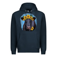 Navy Black Angus with Sunflower Premium Hoodie - Jasminsmagicworld