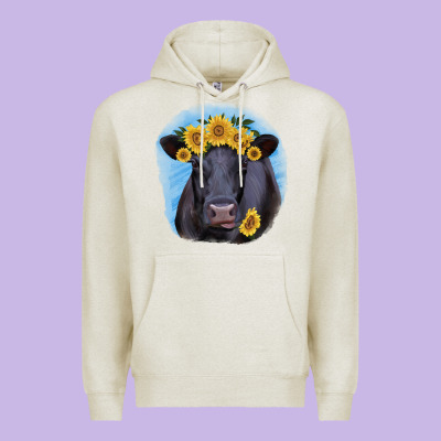 Black Angus With Sunflower Premium Hoodie Designed By Jasminsmagicworld