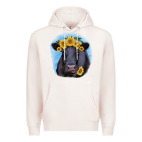 Pale Pink Black Angus with Sunflower Premium Hoodie - Jasminsmagicworld