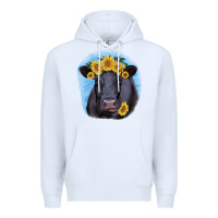 White Black Angus with Sunflower Premium Hoodie - Jasminsmagicworld