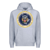 Heather Grey fake presidential seal Premium Hoodie - linhVisuals
