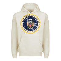 Oatmeal Heather fake presidential seal Premium Hoodie - linhVisuals