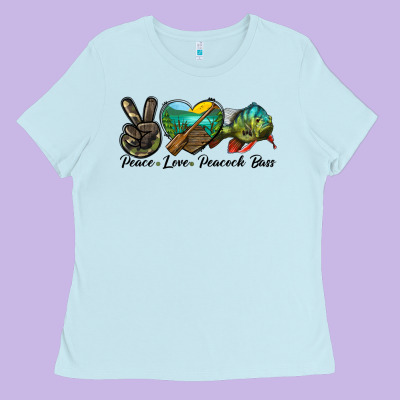 Peace Love Peacock Bass Ladies Tee Designed By Lillyallendesigns