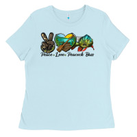 Baby Blue Peace Love Peacock Bass Ladies Tee - LillyAllenDesigns