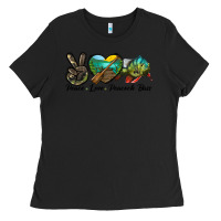 Black Peace Love Peacock Bass Ladies Tee - LillyAllenDesigns