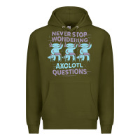 Army Green axolotl questions Premium Hoodie - linhVisuals