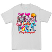 Dove Grey Bye Bye School Hello Pool Teacher  Squad Premium Tee - CowhideDigitalArt