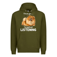 Army Green pomeranian i hear you not listening t shirt Premium Hoodie - linhVisuals
