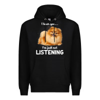 Black pomeranian i hear you not listening t shirt Premium Hoodie - linhVisuals