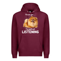 Burgundy pomeranian i hear you not listening t shirt Premium Hoodie - linhVisuals