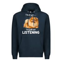 Navy pomeranian i hear you not listening t shirt Premium Hoodie - linhVisuals