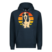 Navy retro basset hound t shirt men women kids gift t shirt Premium Hoodie - linhVisuals