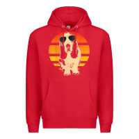 Red retro basset hound t shirt men women kids gift t shirt Premium Hoodie - linhVisuals