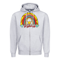 Heather Grey Softball Rainbow Zipper Hoodie - RanaPortraitStore