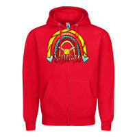 Red Softball Rainbow Zipper Hoodie - RanaPortraitStore