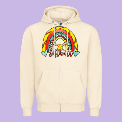 Softball Rainbow Zipper Hoodie Designed By Ranaportraitstore