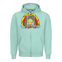 Seafoam Softball Rainbow Zipper Hoodie - RanaPortraitStore