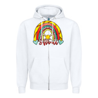 White Softball Rainbow Zipper Hoodie - RanaPortraitStore