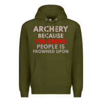 Army Green archery because punching people is frowned upon Premium Hoodie - linhVisuals