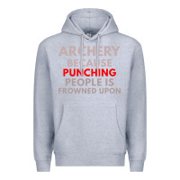 Heather Grey archery because punching people is frowned upon Premium Hoodie - linhVisuals